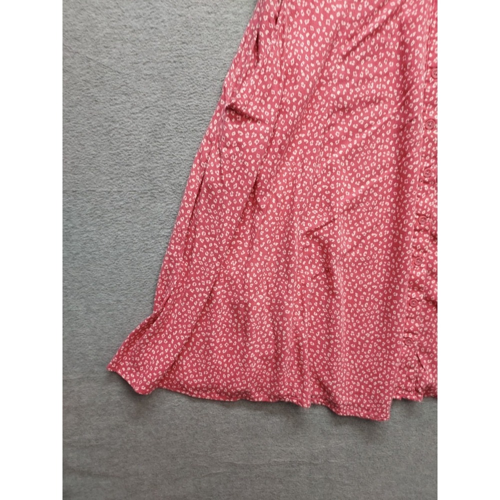 Torrid Women Skater Dress 1 Pink White Floral Scoop Neck Puff Sleeve Logo Casual - Picture 4 of 16